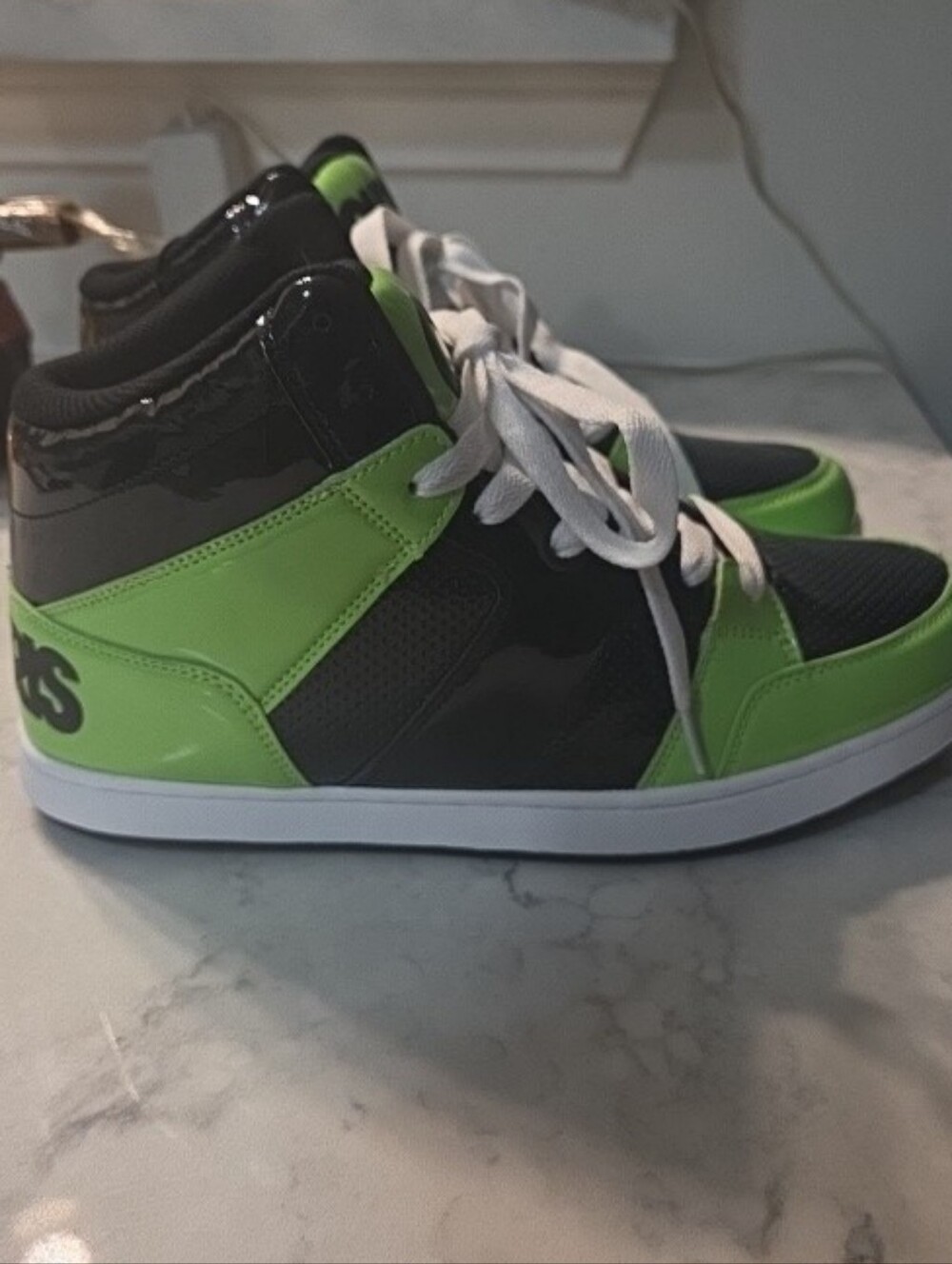 Osiris Kids High-Top Sneakers in Black and Neon Green